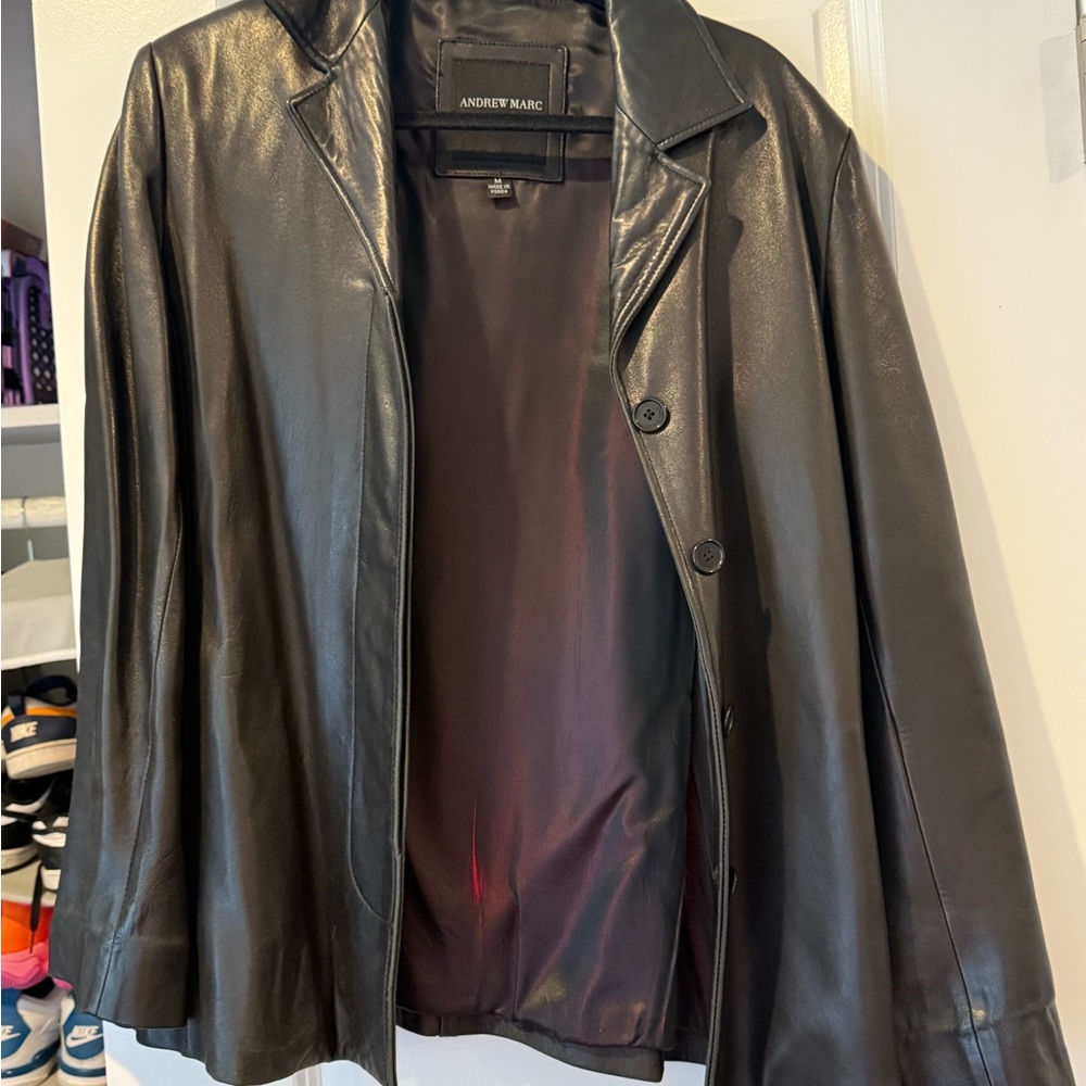 Andrew Marc Dark Leather Outerwear